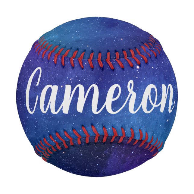 Blue Galaxy Celestial Stars Space Art Personalised Baseball (Front)