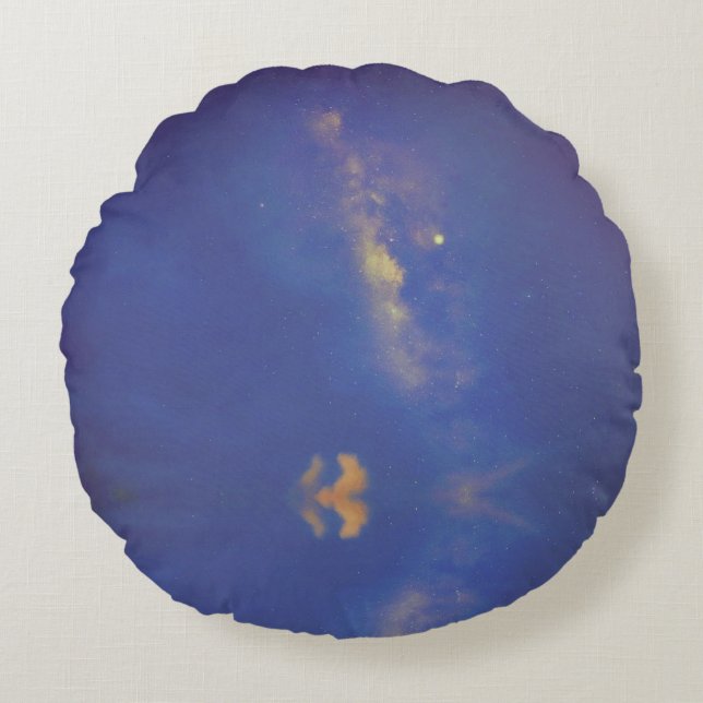 Blue Galaxy Milky Way Round Pillow (Front)