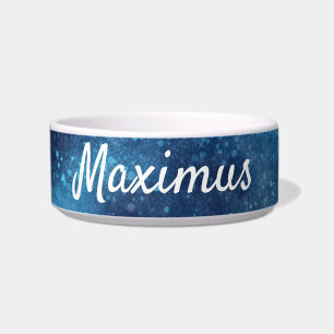 Blue Galaxy Sparkle Abstract Personalised Bowl