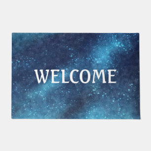 Blue Galaxy Sparkle Abstract Personalised Doormat