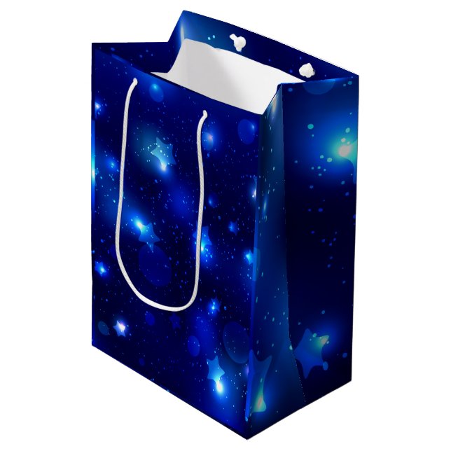 Blue Galaxy Starry Night Medium Gift Bag (Front Angled)