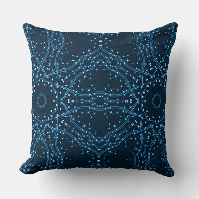 Blue Galaxy Stars 2 Throw Pillow (Front)