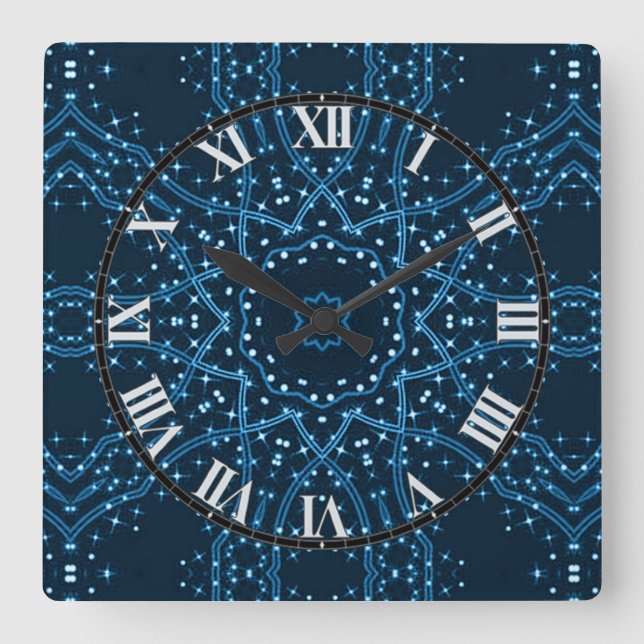 Blue Galaxy Stars Wall Clock (Front)