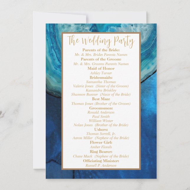Blue Galaxy Wedding Program  (Back)