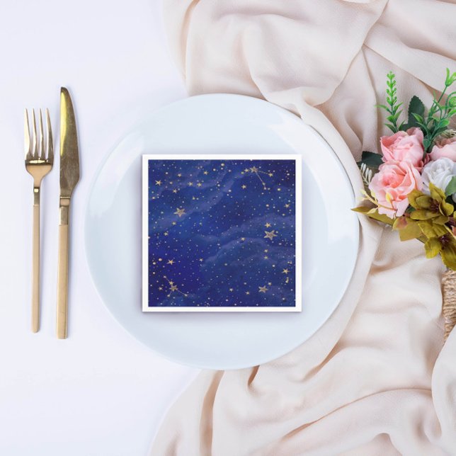 Blue Galaxy with Golden Stars  Napkin (Creator Uploaded)