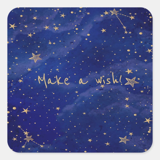 Blue Galaxy with Golden Stars  Square Sticker (Front)