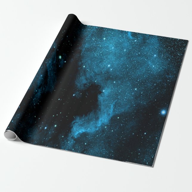 Blue Galaxy Wrapping Paper (Unrolled)