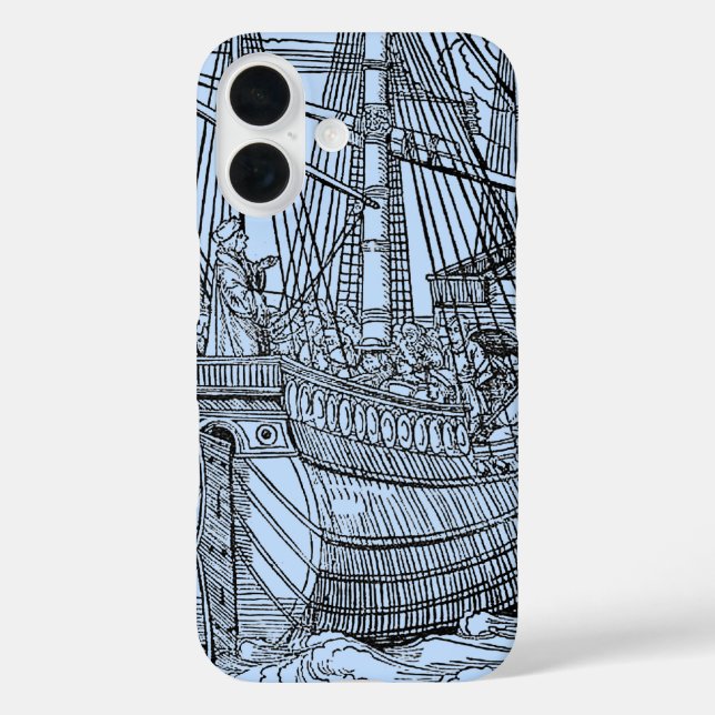 Blue Galleon Sailing Ship Nautical Case-Mate iPhone Case (Back)