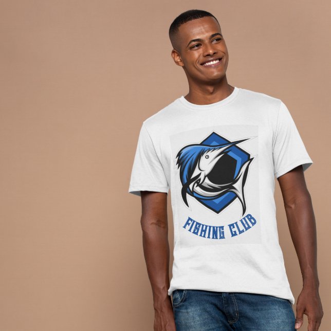 Blue Gaming Mascot Fishing Club T-Shirt