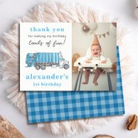 Blue Garbage Trash Truck 1st Birthday Photo