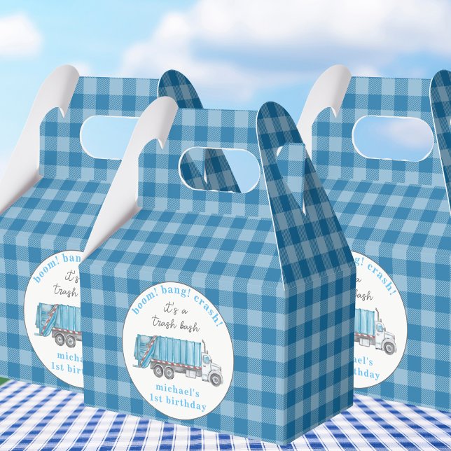Blue Garbage Trash Truck Birthday Personalized Favour Box (Creator Uploaded)