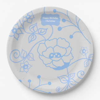 Blue Garden 9 in. Paper Plate