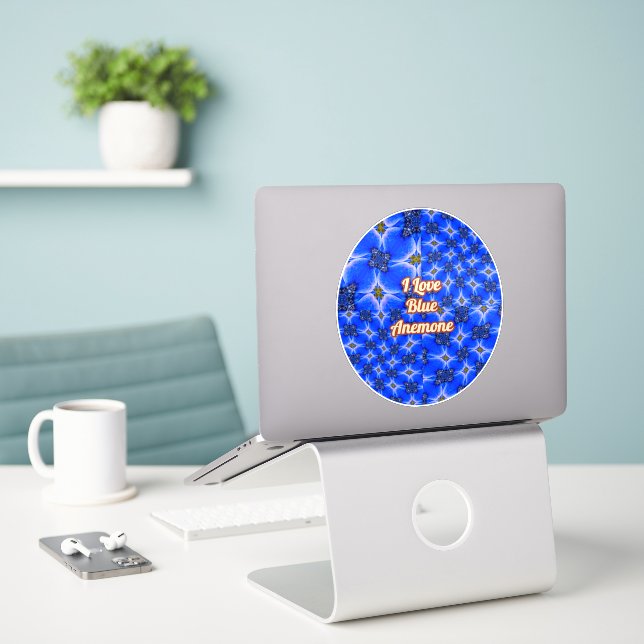 Blue Garden Anemone Pattern (Laptop On Desk)