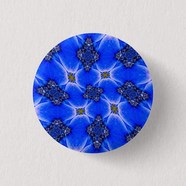 Blue Garden Anemone Pattern 3 Cm Round Badge (Front)