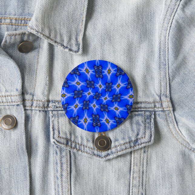 Blue Garden Anemone Pattern 7.5 Cm Round Badge (In Situ)