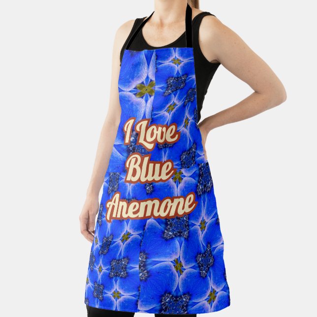 Blue Garden Anemone Pattern Apron (Insitu)