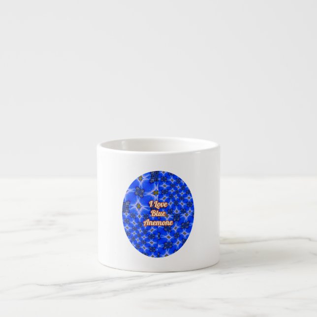 Blue Garden Anemone Pattern Espresso Cup (Front)