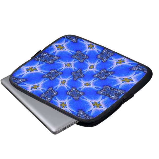 Blue Garden Anemone Pattern Laptop Sleeve (Front Bottom)