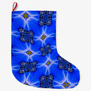 Blue Garden Anemone Pattern Large Christmas Stocking