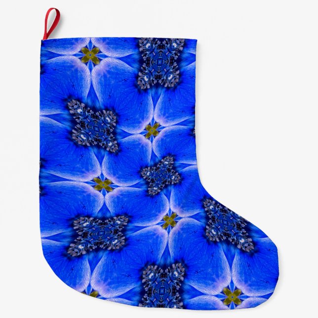 Blue Garden Anemone Pattern Large Christmas Stocking (Front)