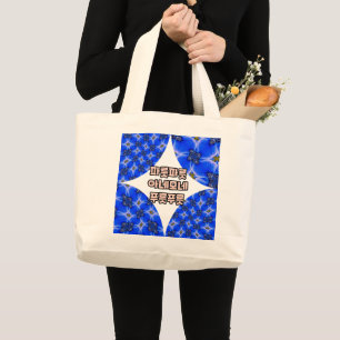 Blue Garden Anemone Pattern Large Tote Bag