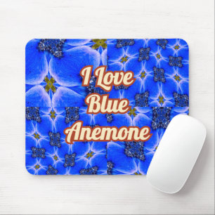 Blue Garden Anemone Pattern Mouse Pad