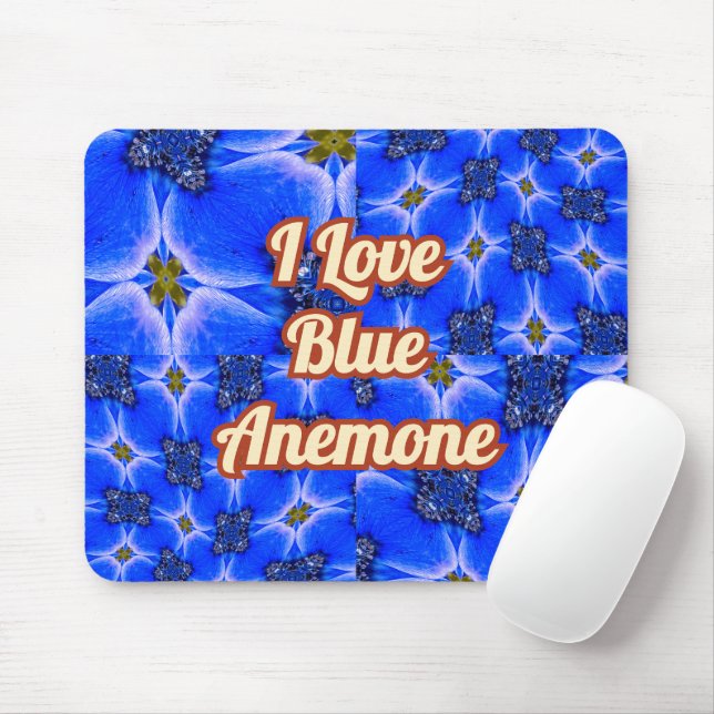 Blue Garden Anemone Pattern Mouse Pad (With Mouse)