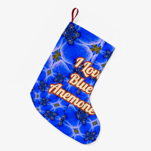 Blue Garden Anemone Pattern Small Christmas Stocking