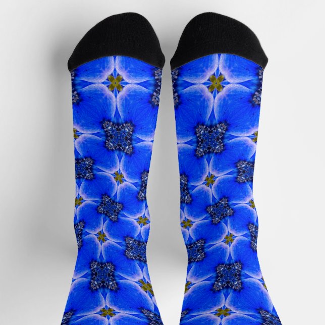 Blue Garden Anemone Pattern Socks (Top)