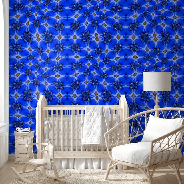 Blue Garden Anemone Pattern Wallpaper (Kids)