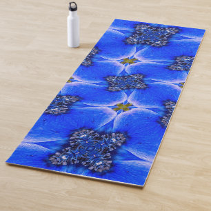 Blue Garden Anemone Pattern Yoga Mat