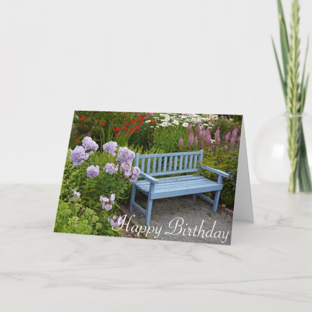 Blue garden bench card (Front)