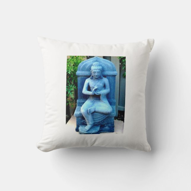 Blue Garden Buddha Pillow (Front)