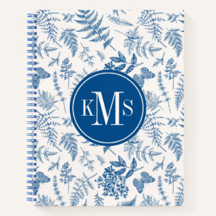 Blue Garden Butterfly & Floral Garden Pattern Notebook