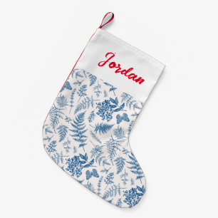 Blue Garden Butterfly & Floral Garden Pattern Small Christmas Stocking