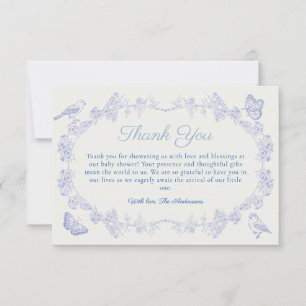 Blue Garden Chinoiserie Baby Shower Thank You Card