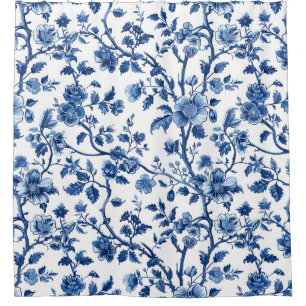 Blue Garden Cottagecore Aesthetic Shower Curtain