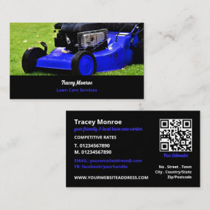 Blue Garden Lawn-Mower, Lawn Care Services Business Card