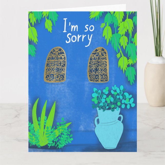 Blue Garden Majorelle Jardin SORRY CONDOLENCES Card (Front)