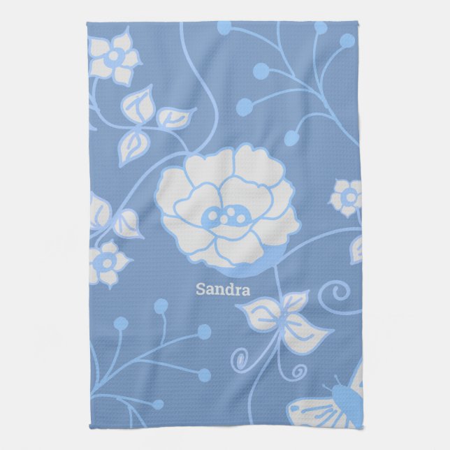 Blue Garden Tea Towel (Vertical)