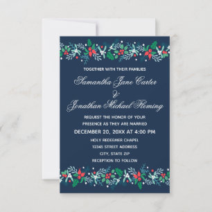 Blue Garland - 3x5 Wedding Invitation