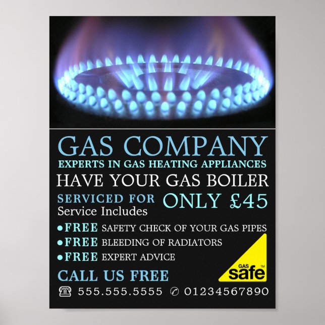 Blue Gas Ring, Gas Engineer & Supplier Advertising Poster (Front)