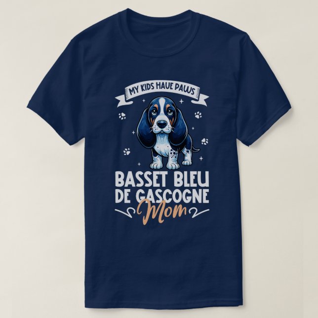Blue Gascony Basset Mum T-Shirt (Design Front)