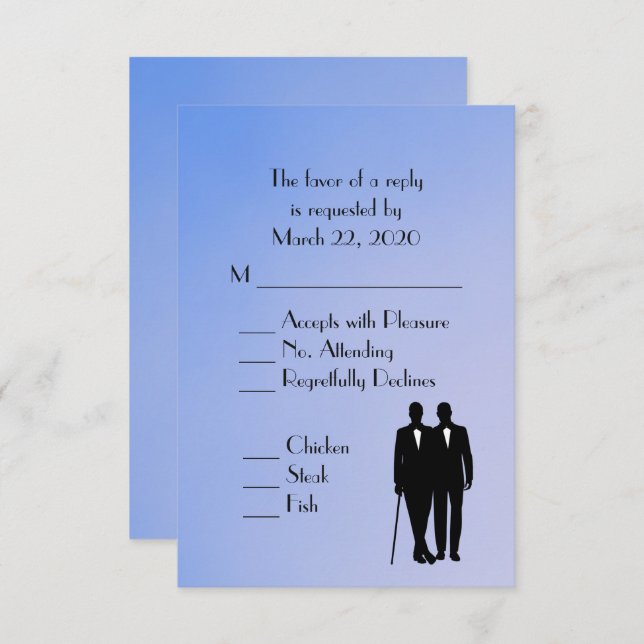 Blue Gay Wedding Menu RSVP (Front/Back)