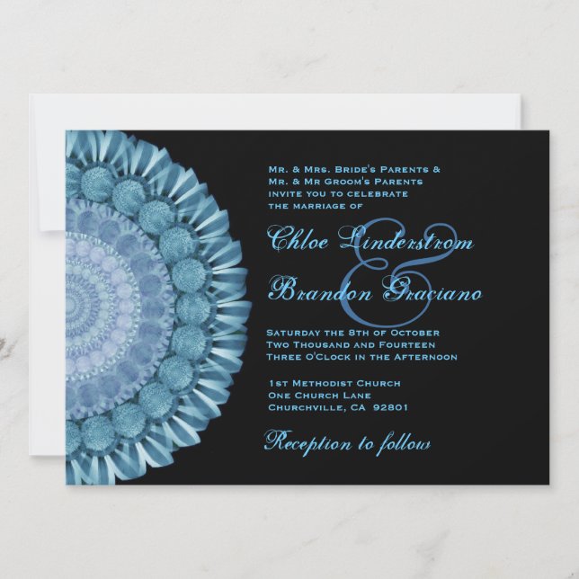 Blue Gazania Daisy Wheel Wedding Template (Front)