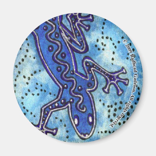 Blue Gecko Round Magnet (Front)