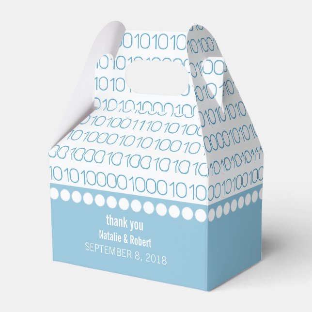 Blue Geek Chic Binary Code Favour Boxes (Front Side)