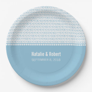 Blue Geek Chic Binary Code Paper Plates
