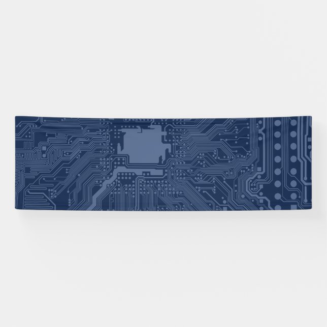 Blue Geek Motherboard Circuit Pattern Banner (Horizontal)