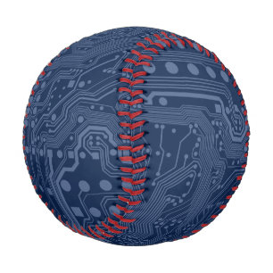Blue Geek Motherboard Circuit Pattern Baseball